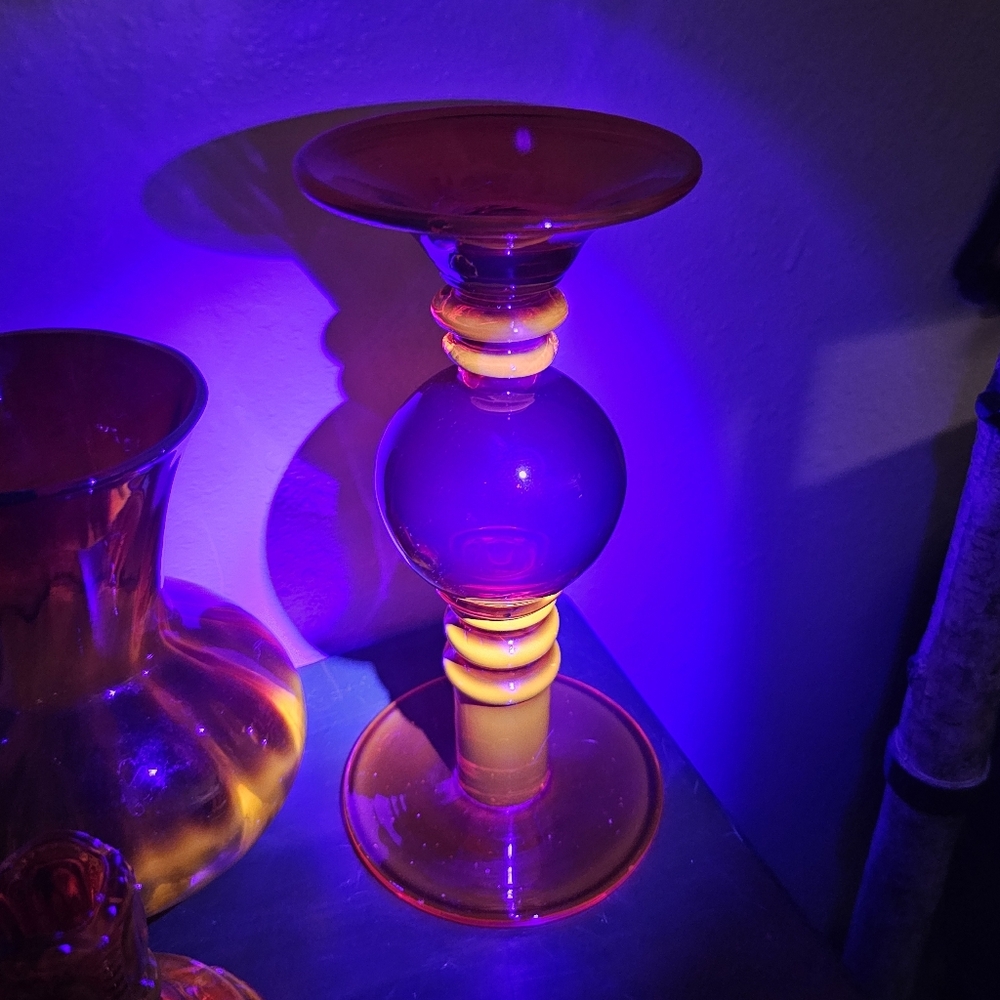 Red Amberina Glass Candle Holder